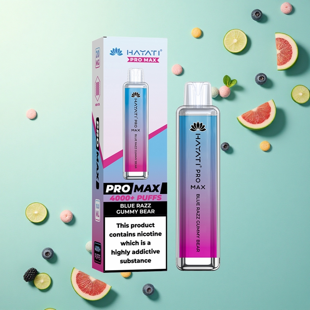 Hayati Pro Max 4000 Puffs Blauwe Framboos Gummy Beer met 5% Nicotine en 1400mAh