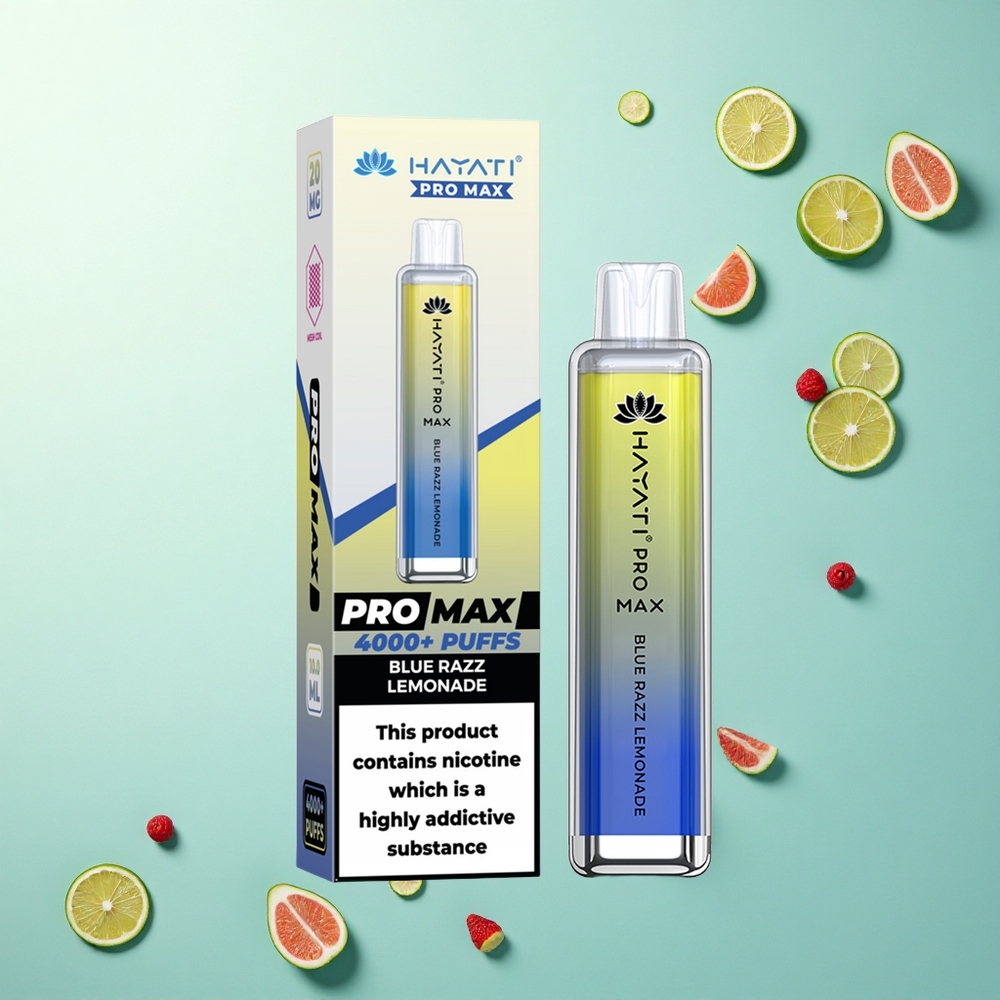 Hayati Pro Max 4000 Puffs Blauwe Framboos Limonade met 5% Nicotine en 1400mAh Batterij
