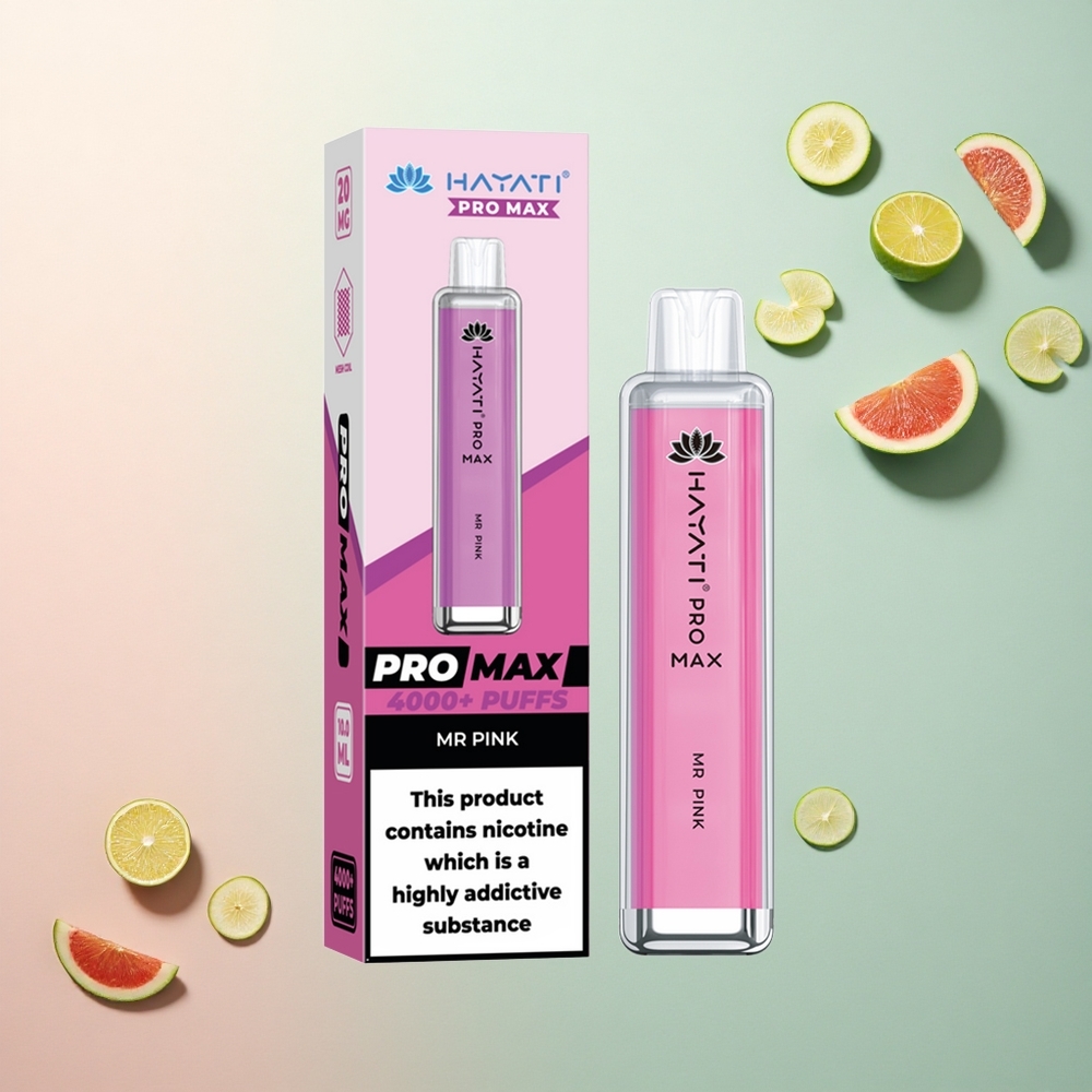 Hayati Pro Max 4000 Puffs De Roze Met 1400mAh Oplaadbare Batterij