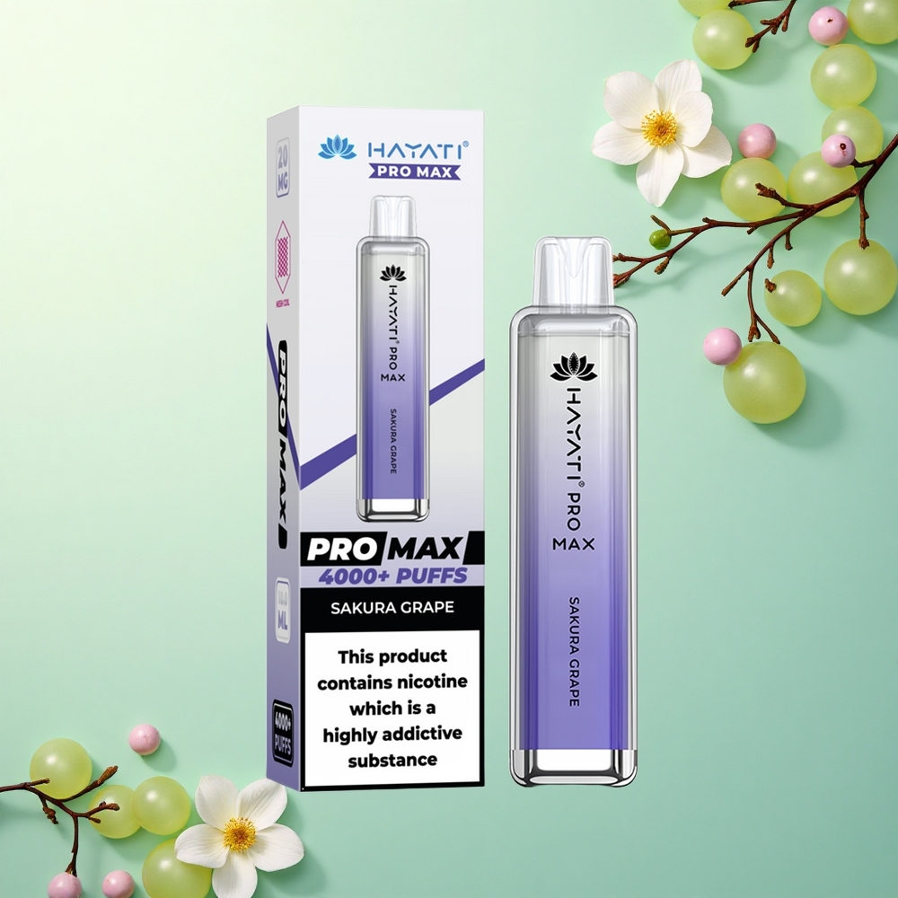 Hayati Pro Max 4000 Puffs Kersen Druif Oplaadbare 1400mAh Batterij Wegwerp Vape