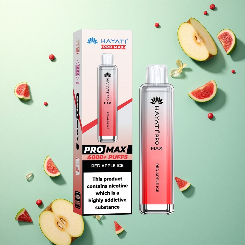 Hayati Pro Max 4000 Puffs Rode Appel IJs 5% Nicotine 1400mAh