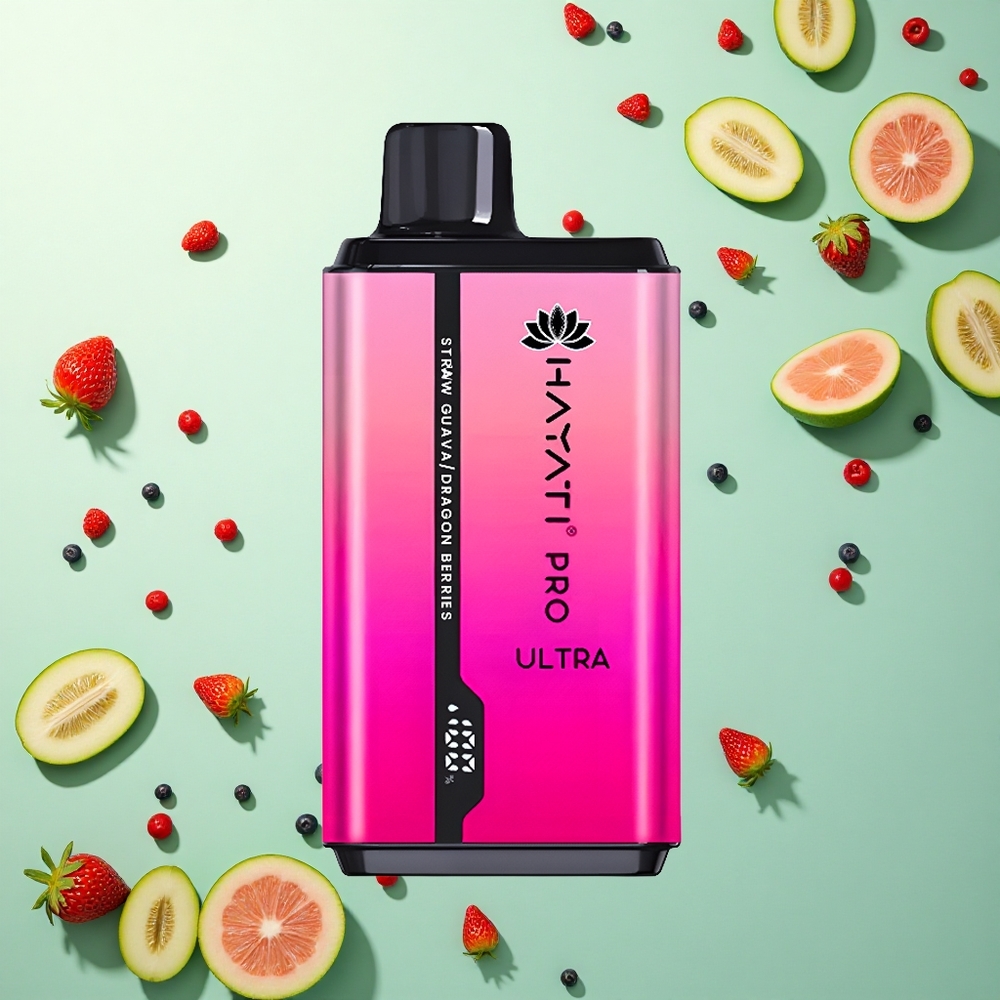 Hayati Pro Ultra 15000 Puffs Aardbei Guava Drakenbessen 850mAh 2% Nicotine