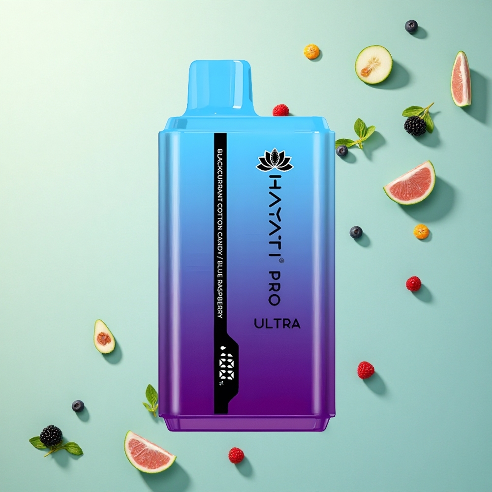 Hayati Pro Ultra 15000 Puffs Zwarte Bes Suikerspin Blauwe Framboos 2% Nicotine 850mAh