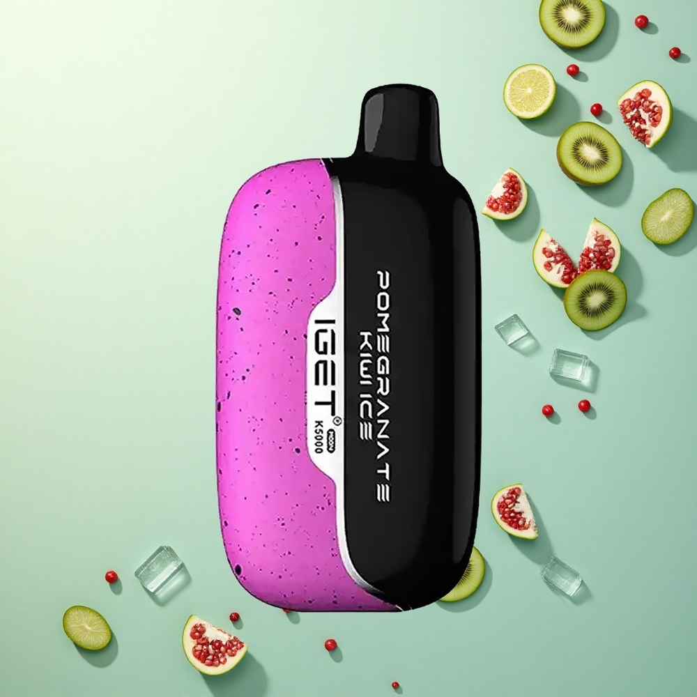 IGET Moon K5000 Puffs Granaatappel Kiwi IJs met PC Materiaal en 5000 Puffs