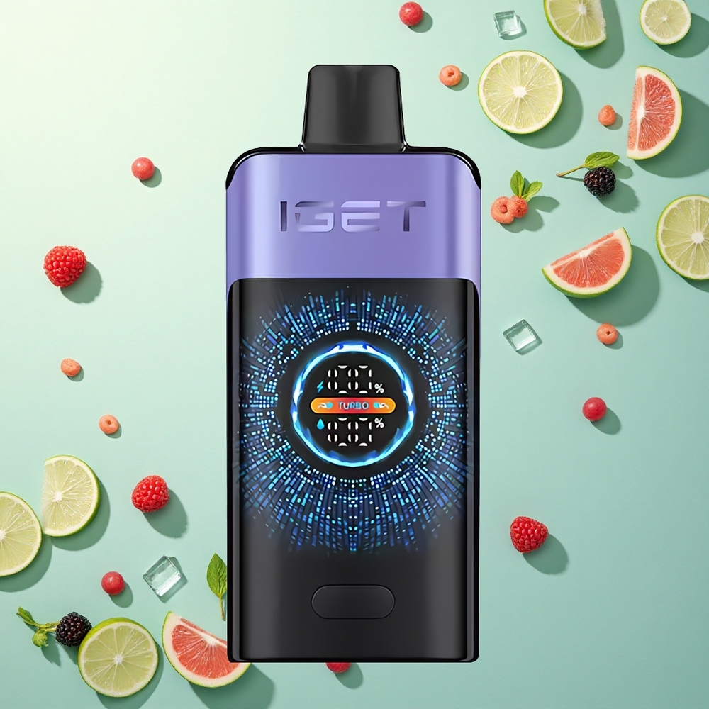 IGET ONE 12000 Puffs Framboos Druif IJs met 2700 mAh Batterij en Dual Mesh Coil