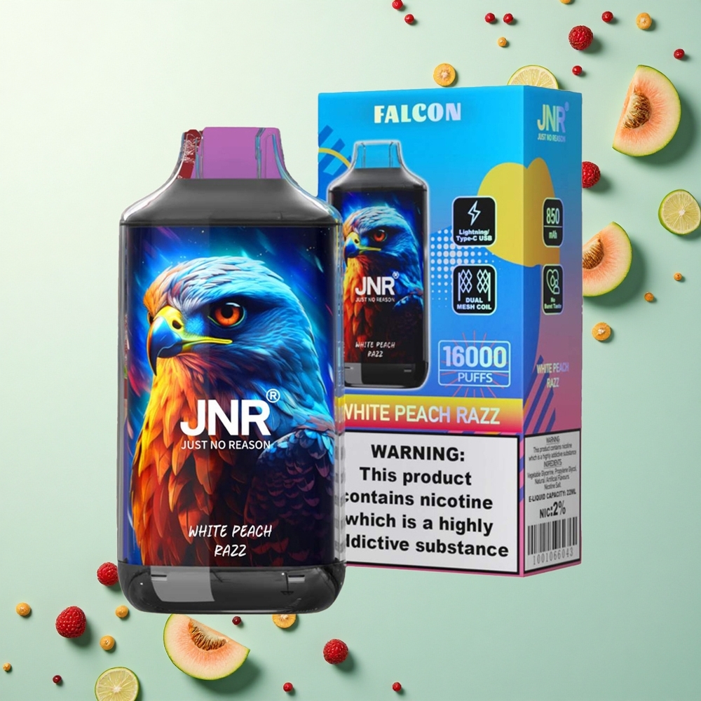 JNR Falcon 16000 Witte Perzik Razz Dual Mesh Coil 22ml