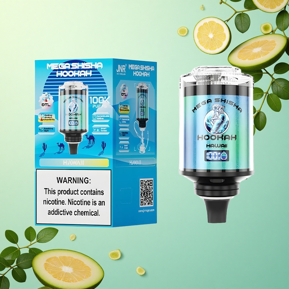 JNR Mega Shisha Hookah 100K Hawaii 60ml e-Liquid 2200mAh Nicotine 2%