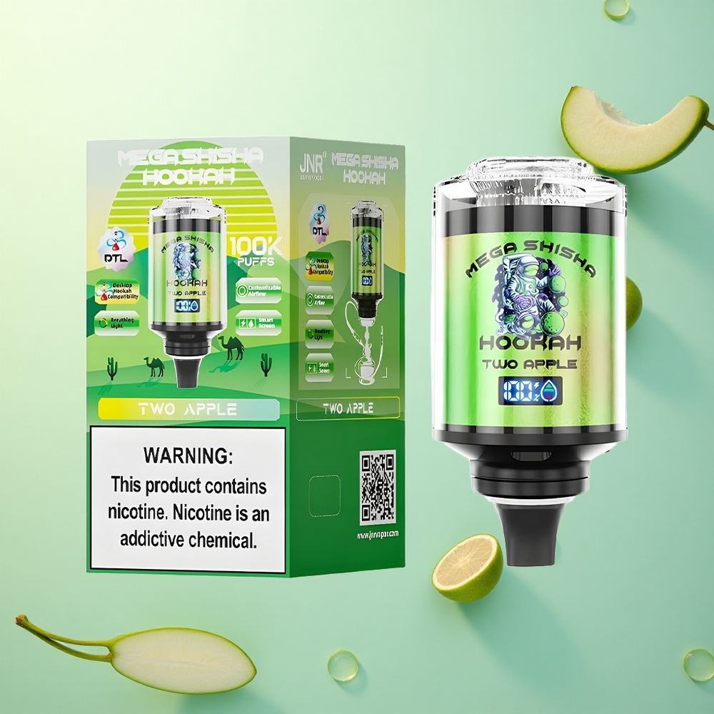 JNR Mega Shisha Hookah 100K Twee Appel 2200mAh 60ml Nicotine