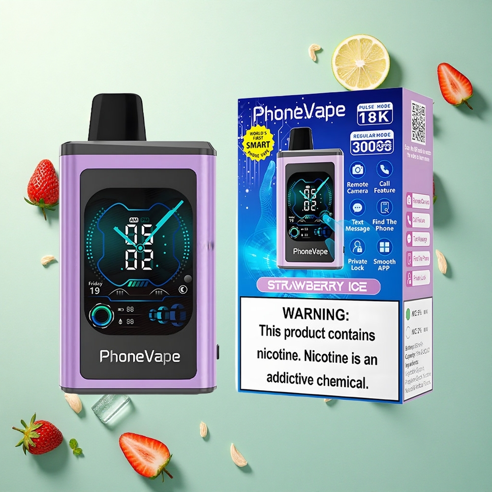 JNR PhoneVape 30000 Aardbeienijs Type-C 850mAh Nicotine 2% 5%