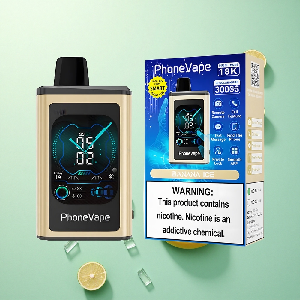 JNR PhoneVape 30000 Banaanijs Type-C 850mAh App Bestuurd Nicotine 2% 5%