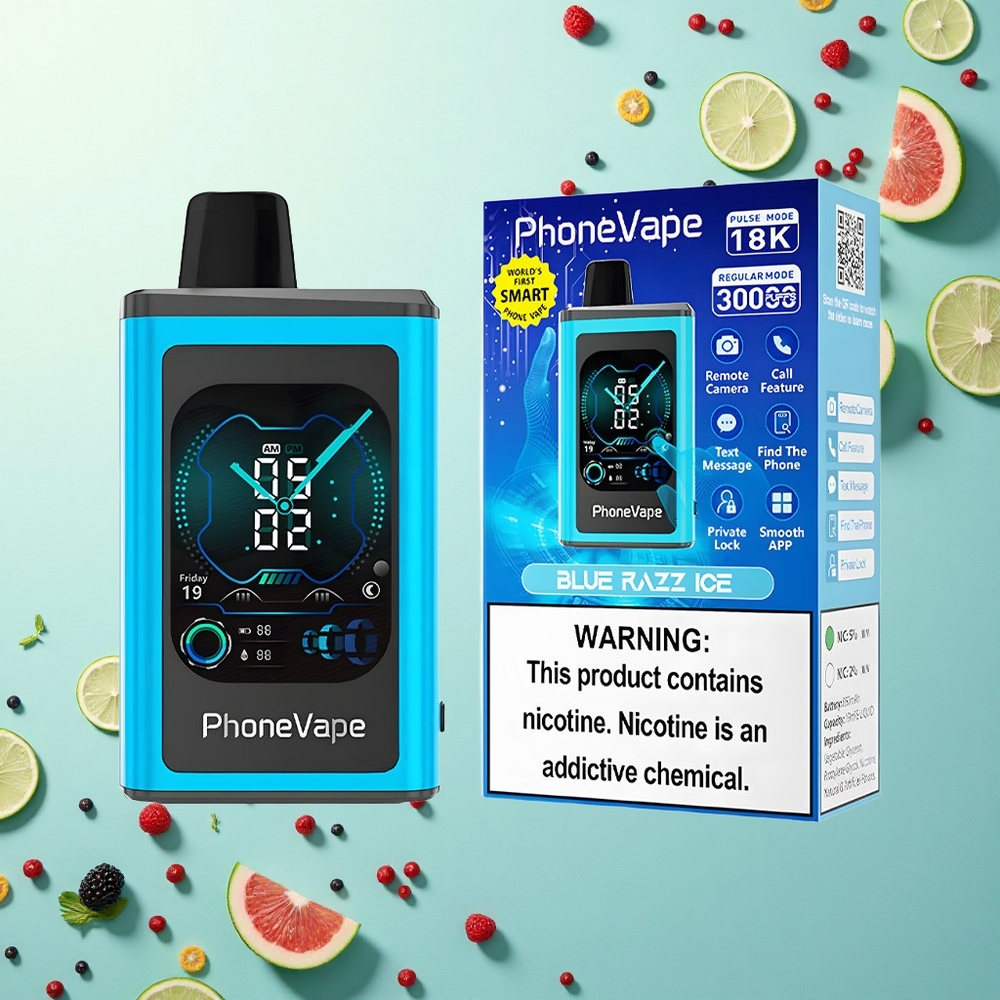 JNR PhoneVape 30000 Blauwe Framboos IJs met 850mAh en nicotine 5%