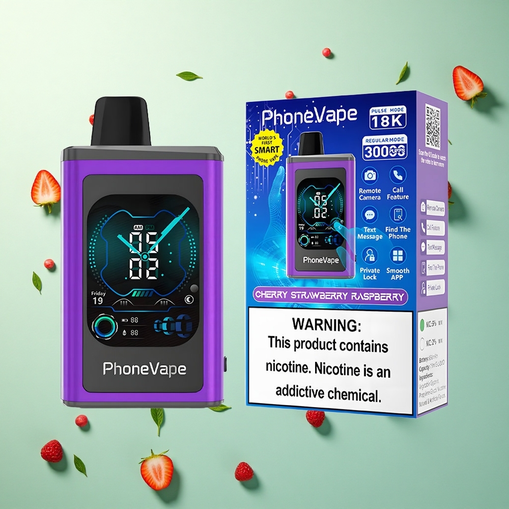 JNR PhoneVape 30000 Kers Aardbei Framboos Wegwerp Vape met 850mAh en nicotine 2% 5%