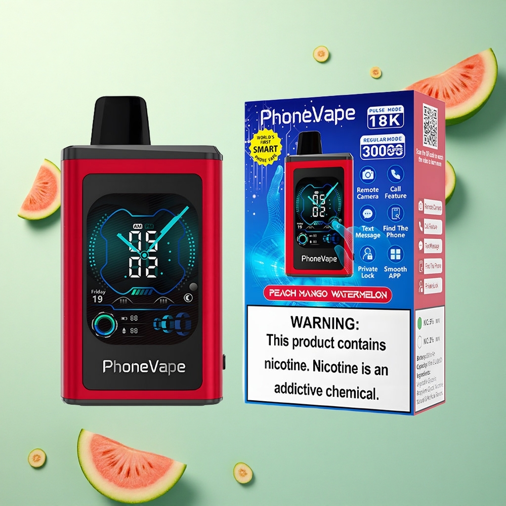 JNR PhoneVape 30000 Perzik Mango Watermelon Type-C Oplaadbaar 850mAh Nicotine 2%