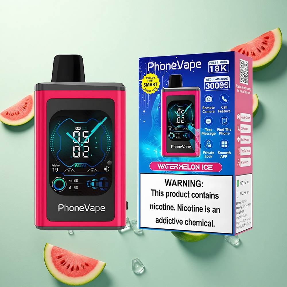 JNR PhoneVape 30000 Watermeloen IJs Type-C Oplaadbaar 850mAh Nicotine 2%