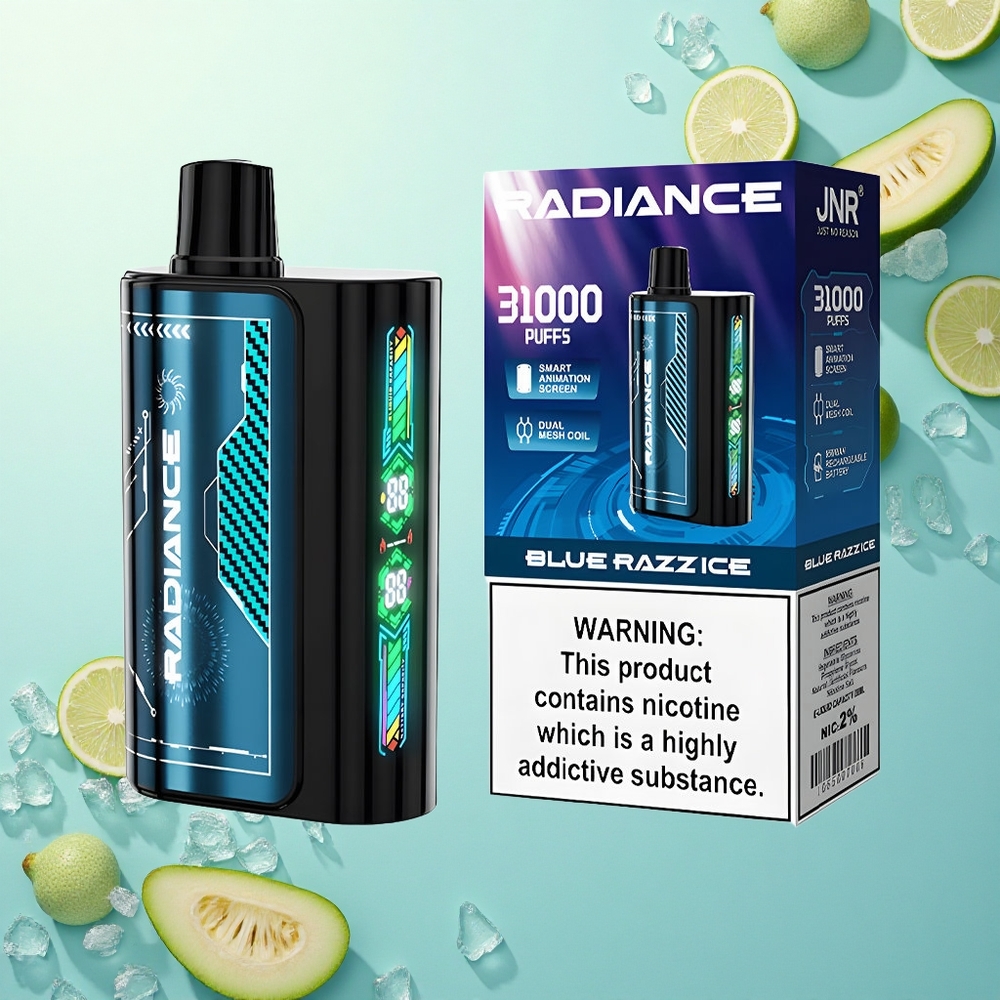 JNR Radiance 31000 Blauwe Framboos IJs met 950 mAh en 2% nicotine