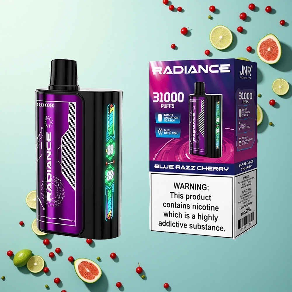 JNR Radiance 31000 Blauwe Framboos Kers Dual Mesh Coil 950 mAh