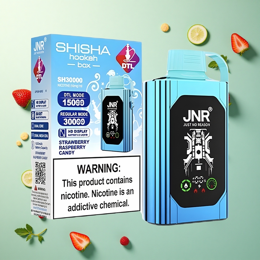 JNR Shisha Hookah Box 20500 Aardbei Framboos Snoep met Dual Mesh Coil en 1000mAh