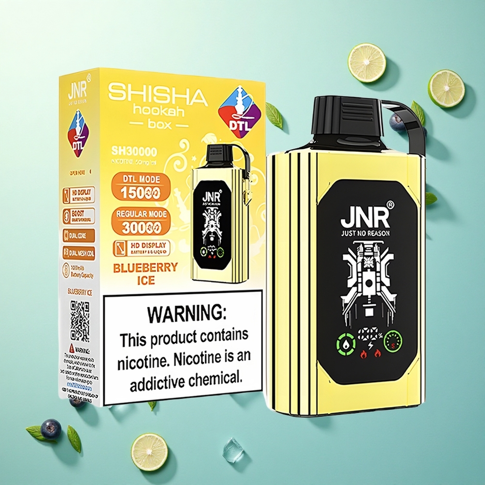 JNR Shisha Hookah Box 20500 Blauwe Bes IJs HD Display 1000mAh