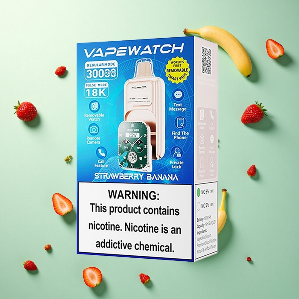 JNR VapeWatch 30000 Aardbei Banaan 1000mAh Dual Mesh Coil