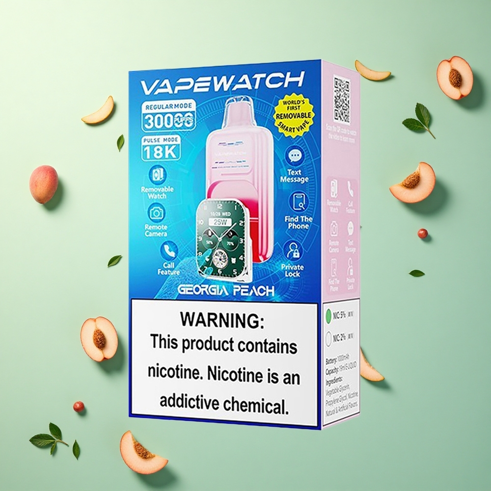 JNR VapeWatch 30000 Georgia Perzik Dual Mesh Coil 5% Nicotine 1000mAh