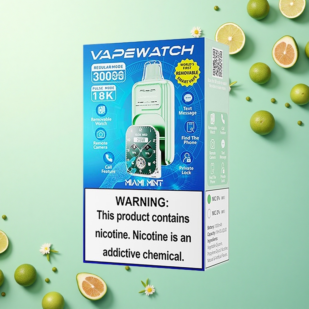 JNR VapeWatch 30000 Munt van Miami VapeWatch Dual Mesh Coil 19mL 1000mAh